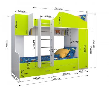 Кровать двухъярусная Юниор 2 в Губахе - gubaha.mebel-74.com | фото