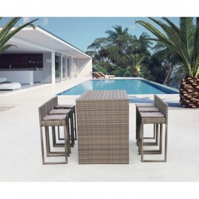 Барный комплект плетеной мебели T390GD/Y390G-W78_6Pcs Grey в Губахе - gubaha.mebel-74.com | фото
