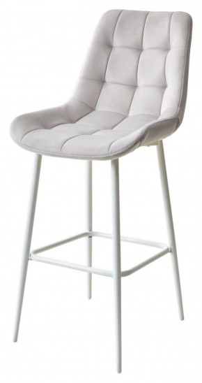 Барный стул ХОФМАН, цвет H-09 Светло-серый, велюр / белый каркас М-City в Губахе - gubaha.mebel-74.com | фото