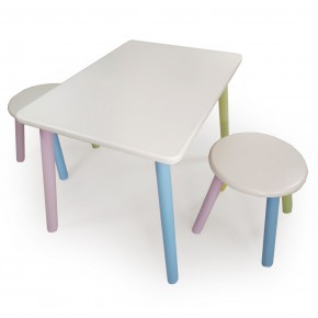 Детский комплект стол и два табурета круглых  (Белый, Белый, Цветной) в Губахе - gubaha.mebel-74.com | фото