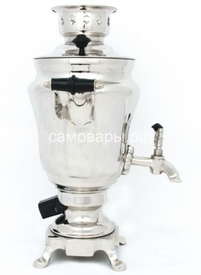 Электрический самовар из латуни никелированный на 1,5 литра форма "Тюльпан" с защитой от выкипания в Губахе - gubaha.mebel-74.com | фото
