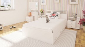 Камелия Кровать с ящиками 1200, цвет белый, ШхГхВ 123,5х217х78,2 см., сп.м. 1200х2000 мм., без матраса, основание есть в Губахе - gubaha.mebel-74.com | фото