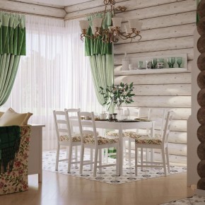Комлект Вествик обеденный стол и четыре стула, массив сосны, цвет белый в Губахе - gubaha.mebel-74.com | фото
