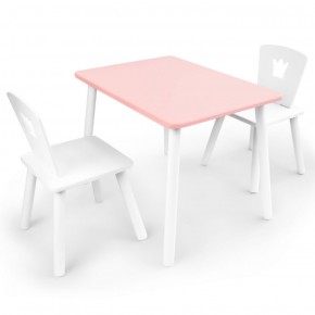 Комплект детской мебели стол и два стула Корона  (Розовый/Белый/Белый) в Губахе - gubaha.mebel-74.com | фото