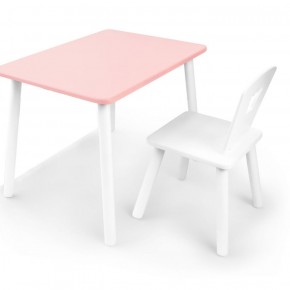 Комплект детской мебели стол и стул Корона (Розовый/Белый/Белый) в Губахе - gubaha.mebel-74.com | фото
