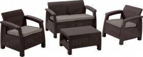 Комплект мебели Корфу сет (Corfu set) коричневый - серо-бежевый * в Губахе - gubaha.mebel-74.com | фото