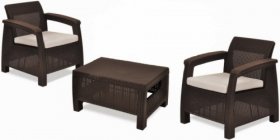 Комплект мебели Корфу Уикенд (Corfu Weekend) коричневый - серо-бежевый * в Губахе - gubaha.mebel-74.com | фото