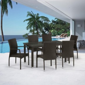 Комплект плетеной мебели T256A/YC379A-W53 Brown (6+1) + подушкина стульях в Губахе - gubaha.mebel-74.com | фото