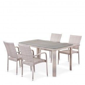 Комплект плетеной мебели T256C/Y376C-W85 Latte (4+1) + подушки на стульях в Губахе - gubaha.mebel-74.com | фото