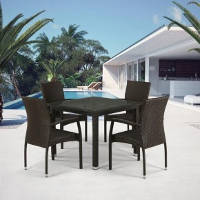 Комплект плетеной мебели T257A/YC379A-W53 Brown (4+1) + подушки на стульях в Губахе - gubaha.mebel-74.com | фото