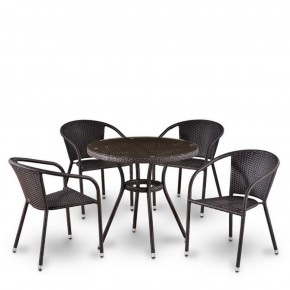 Комплект плетеной мебели T282ANT/Y137C-W53 Brown (4+1) в Губахе - gubaha.mebel-74.com | фото