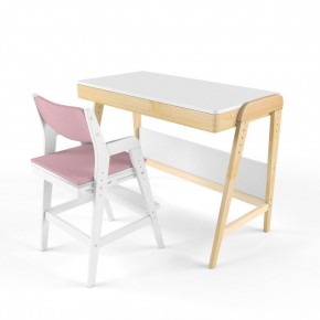 Комплект растущий стол и стул с чехлом 38 попугаев «Вуди» (Белый, Белый, Розовый) в Губахе - gubaha.mebel-74.com | фото