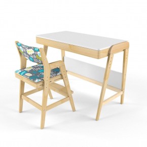 Комплект растущий стол и стул с чехлом 38 попугаев «Вуди» (Белый, Без покрытия, Салют) в Губахе - gubaha.mebel-74.com | фото