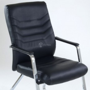 Кресло Barneo K-25 для посетителей и переговорных (хром, черная экокожа) в Губахе - gubaha.mebel-74.com | фото