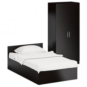 Кровать 1200 + Шкаф 2-х створчатый Стандарт, цвет венге, ШхГхВ 123,5х203,5х70 + 90х52х200 см., сп.м. 1200х2000 мм., без матраса, основание есть в Губахе - gubaha.mebel-74.com | фото
