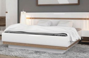 Кровать 140/TYP 91-01 с подъемником, LINATE ,цвет белый/сонома трюфель в Губахе - gubaha.mebel-74.com | фото