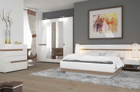 Кровать 160/TYP 94-01 с подъемником, LINATE ,цвет белый/сонома трюфель в Губахе - gubaha.mebel-74.com | фото