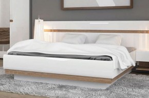 Кровать 160/TYP 94-01 с подъемником, LINATE ,цвет белый/сонома трюфель в Губахе - gubaha.mebel-74.com | фото