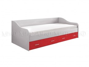 ВЕГА АЛФАВИТ Кровать 900 с настилом ЛДСП (Белый/Красный) в Губахе - gubaha.mebel-74.com | фото