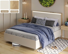 Кровать (Бело-серый U775 ST9/Дуб Небраска натуральный) 1600 в Губахе - gubaha.mebel-74.com | фото