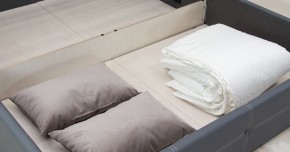 Кровать двойная Синди 160 + ортопед + ПМ + дно (арт. Марика 485 к/з (серый)) в Губахе - gubaha.mebel-74.com | фото