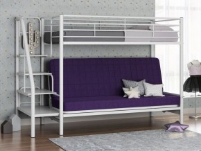 Кровать двухъярусная с диваном "Мадлен-3" (Белый/Фиолетовы) в Губахе - gubaha.mebel-74.com | фото