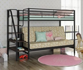 Кровать двухъярусная с диваном "Мадлен-3" (Черный/Серый) в Губахе - gubaha.mebel-74.com | фото
