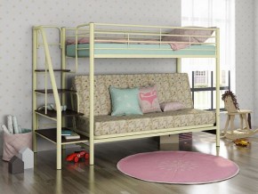 Кровать двухъярусная с диваном "Мадлен-3" (Белый/Фиолетовы) в Губахе - gubaha.mebel-74.com | фото