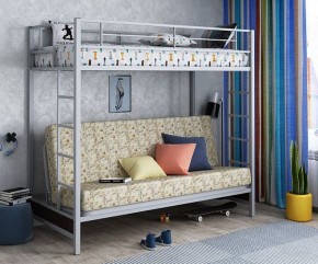 Кровать двухъярусная с диваном "Мадлен" (Серый/Фиолетовый) в Губахе - gubaha.mebel-74.com | фото