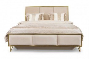 Кровать Lara 1600 с мягким изголовьем + основание (бежевый глянец) в Губахе - gubaha.mebel-74.com | фото