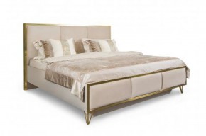 Кровать Lara 1600 с мягким изголовьем + основание (бежевый глянец) в Губахе - gubaha.mebel-74.com | фото