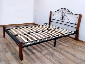 Кровать "Фортуна 4 ЛАЙТ" Черная (1200*2000) (ножки-махагон) с коваными элементами в Губахе - gubaha.mebel-74.com | фото