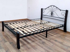 Кровать "Фортуна 4 ЛАЙТ" Черная (1600*2000) (ножки-шоколад) с коваными элементами в Губахе - gubaha.mebel-74.com | фото