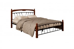 Кровать "Муза 1" КМД10  Черная (1400*2000) (ножки-махагон) с коваными изделиями в Губахе - gubaha.mebel-74.com | фото