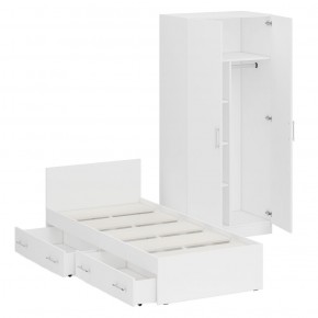Кровать с ящиками 0900 + Шкаф 2-х створчатый Стандарт, цвет белый, ШхГхВ 93,5х203,5х70 + 90х52х200 см., сп.м. 900х2000 мм., б/м, основание есть в Губахе - gubaha.mebel-74.com | фото