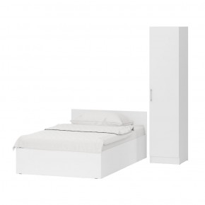 Кровать с ящиками 1200 + Пенал Стандарт, цвет белый, ШхГхВ 123,5х203,5х70 + 45х52х200 см., сп.м. 1200х2000 мм., без матраса, основание есть в Губахе - gubaha.mebel-74.com | фото