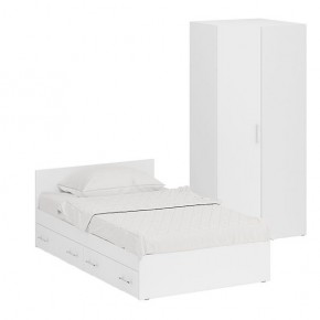 Кровать с ящиками 1200 + Шкаф угловой Стандарт, цвет белый, ШхГхВ 123,5х203,5х70 + 81,2х81,2х200 см., сп.м. 1200х2000 мм., без матраса, основание есть в Губахе - gubaha.mebel-74.com | фото