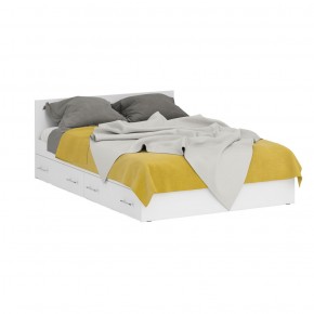 Кровать с ящиками 1400 + Пенал Стандарт, цвет белый, ШхГхВ 143,5х203,5х70 + 45х52х200 см., сп.м. 1400х2000 мм., без матраса, основание есть в Губахе - gubaha.mebel-74.com | фото
