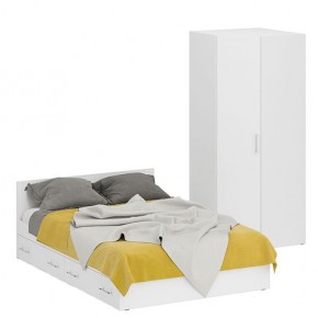 Кровать с ящиками 1400 + Шкаф угловой Стандарт, цвет белый, ШхГхВ 143,5х203,5х70 + 81,2х81,2х200 см., сп.м. 1400х2000 мм., без матраса, основание есть в Губахе - gubaha.mebel-74.com | фото
