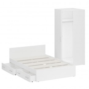 Кровать с ящиками 1400 + Шкаф угловой Стандарт, цвет белый, ШхГхВ 143,5х203,5х70 + 81,2х81,2х200 см., сп.м. 1400х2000 мм., без матраса, основание есть в Губахе - gubaha.mebel-74.com | фото