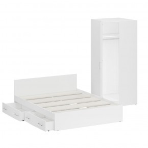 Кровать с ящиками 1600 + Шкаф угловой Стандарт, цвет белый, ШхГхВ 163,5х203,5х70 + 81,2х81,2х200 см., сп.м. 1600х2000 мм., без матраса, основание есть в Губахе - gubaha.mebel-74.com | фото