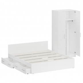 Кровать с ящиками 1800 + Шкаф 2-х створчатый Стандарт, цвет белый, ШхГхВ 183,5х203,5х70 + 90х52х200 см., сп.м. 1800х2000 мм., б/м, основание есть в Губахе - gubaha.mebel-74.com | фото