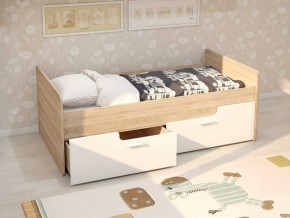 Кровать Умка К-001 + ящики (Дуб Сонома/Белый глянец) в Губахе - gubaha.mebel-74.com | фото