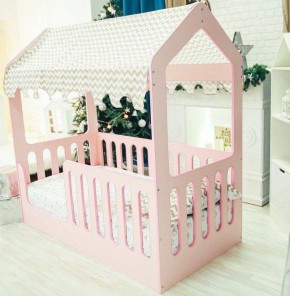 Кровать-домик без ящика 800*1600 (Розовый) в Губахе - gubaha.mebel-74.com | фото