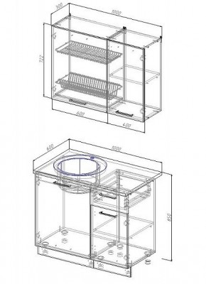Кухонный гарнитур Антрацит 1000 (Стол. 38мм) в Губахе - gubaha.mebel-74.com | фото