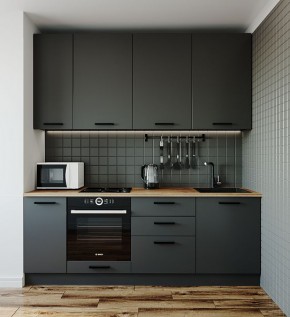 Кухонный гарнитур Антрацит 2200 (Стол. 26мм) в Губахе - gubaha.mebel-74.com | фото