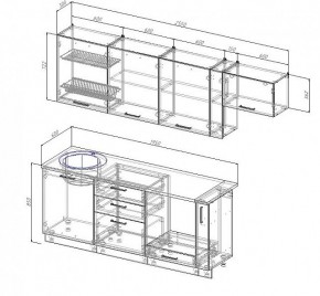 Кухонный гарнитур Антрацит 2550 (Стол. 38мм) в Губахе - gubaha.mebel-74.com | фото