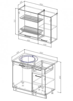 Кухонный гарнитур Бланка 1000 (Стол. 38мм) в Губахе - gubaha.mebel-74.com | фото