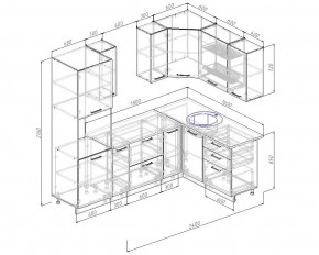 Кухонный гарнитур угловой Графика 2400х1600 (Стол. 26мм) в Губахе - gubaha.mebel-74.com | фото