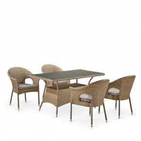 Обеденный комплект плетеной мебели T198B/Y79B-W56 Light Brown (4+1) в Губахе - gubaha.mebel-74.com | фото
